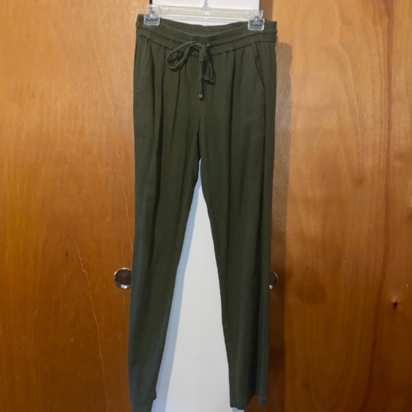 🫒 EUC Love Tree Linen Drawstring Pants - Picture 1 of 11